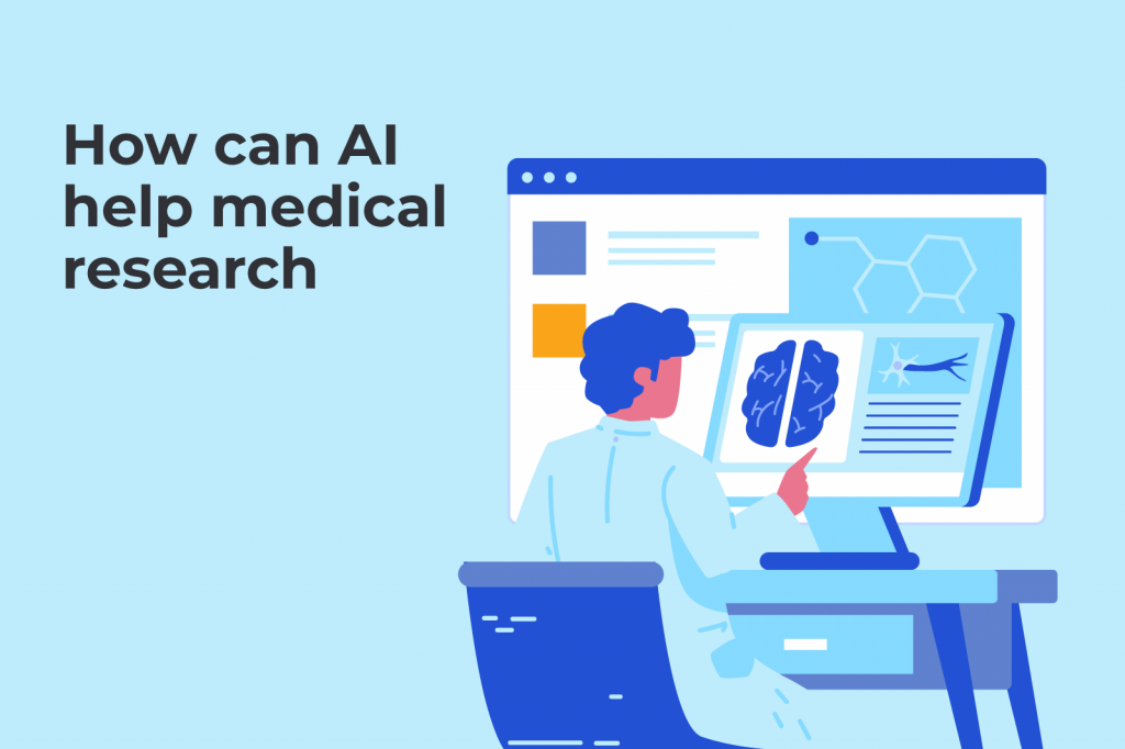 Illustration depicting a medical professional using AI to analyze brain imaging data.